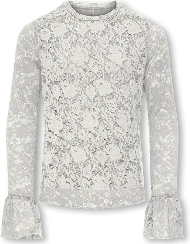 Only Meisjes longsleeve ecru (Maat: 128) - Kant - Halslijn: Ronde hals,