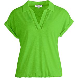Enjoy T-shirt groen (Maat: S) - Effen - Halslijn: V-hals,