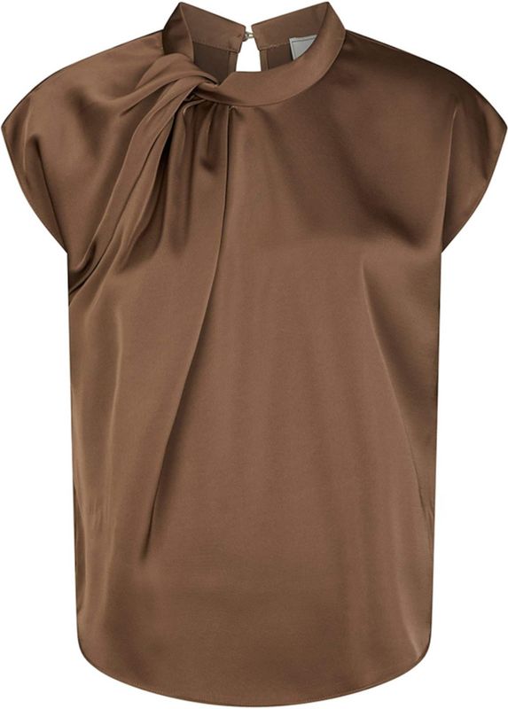 Neo Noir - Fleur Drapy Satin Blouse - Bruin - Dames