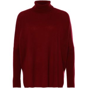 Absolut Cashmere Dames coltrui bordeaux (Maat: M) - Effen - Halslijn: Col,