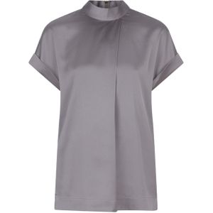 Dante6 T-shirt grijs (Maat: 40) - Effen - Halslijn: Opstaande kraag,