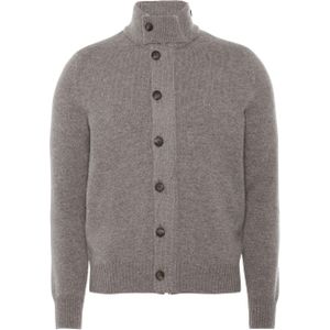 Gran Sasso Heren vest beige (Maat: 48) - Mélange - Halslijn: Opstaande kraag,