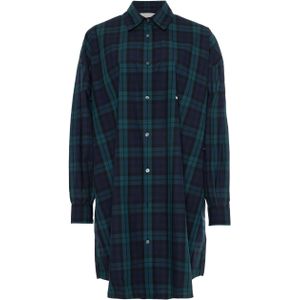 Bellerose Jurk blauw (Maat: S-M) - Ruit - Halslijn: Polokraag,