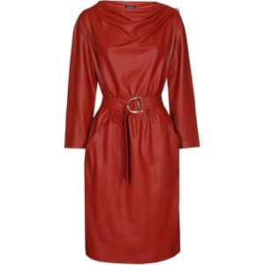 Caroline Biss - Cocktailjurk - Rood - Effen - Halslijn: Watervalhals