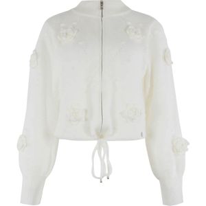 Anna Dames vest ecru (Maat: M) - Effen - Halslijn: Opstaande kraag,