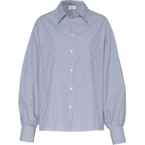 Desoto Dames blouse blauw (Maat: 38) - Streep - Halslijn: Polokraag,