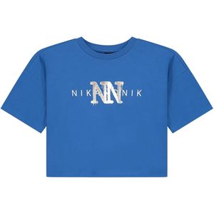 NIK & NIK T-Shirt blauw (Maat: 128) - Tekst - Halslijn: Ronde hals,