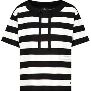 Monari T-shirt zwart (Maat: 44) - Streep - Halslijn: Ronde hals,