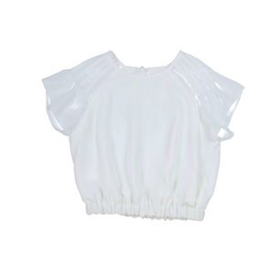 Gymp Blouse korte mouw ecru (Maat: 116) - Effen - Halslijn: Ronde hals,