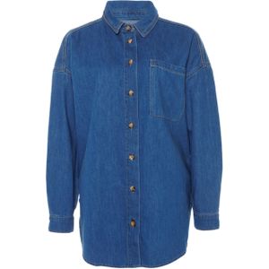 My Essential Wardrobe Blouse blauw (Maat: 46) - Effen - Halslijn: Kraag,