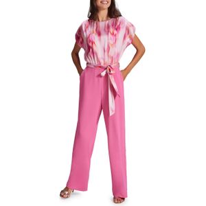 Swing Jumpsuit aus Material Mix roze (Maat: 50) - Halslijn: Ronde hals,
