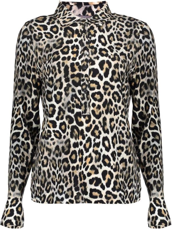 Geisha - 52612-60 - Blouse - Black/Sand - Panterprint - Aangesloten Pasvorm
