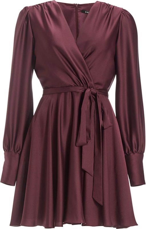 Swing - Cocktailjurk - Met Tailleriem - Getailleerd Model - V-hals - Wikkellook