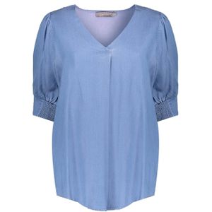 Geisha Blouse blauw (Maat: M) - Effen - Halslijn: V-hals,