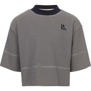 Looxs 10Sixteen T-shirt blauw (Maat: 128) - Streep - Halslijn: Opstaande kraag,