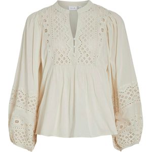 Vila Blouse beige (Maat: 38) - EffenBroderie - Halslijn: V-hals,