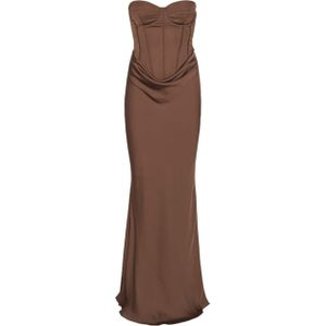 ROTATE Dames jurk bruin (Maat: 34) - Effen - Halslijn: Strapless,