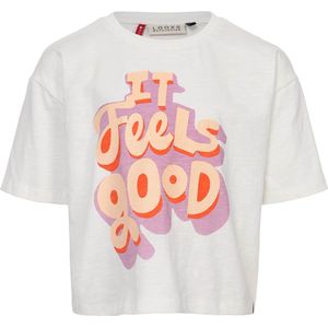 Looxs Little Meisjes t-shirt ecru (Maat: 92) - Tekst - Halslijn: Ronde hals,