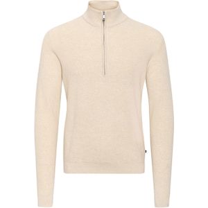 Matinique Trui beige (Maat: S) - Effen - Halslijn: Opstaande kraag met rits,
