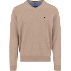 Fynch-Hatton Heren trui beige (Maat: S) - Mélange - Halslijn: V-hals,