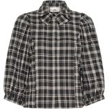 Karen By Simonsen - KBBelis Frosty - Blouse - Grijs - Ruit - Halslijn Polokraag