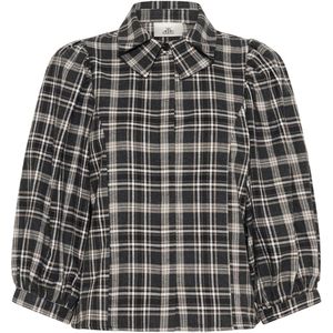 Karen By Simonsen - KBBelis Frosty - Blouse - Grijs - Ruit - Halslijn Polokraag