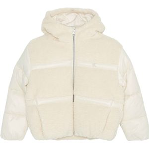 Calvin Klein Gevoerde Jas m. Fleece - Witkopgrijs - Calvin Klein - 8 jaar (128) - Donsjassen