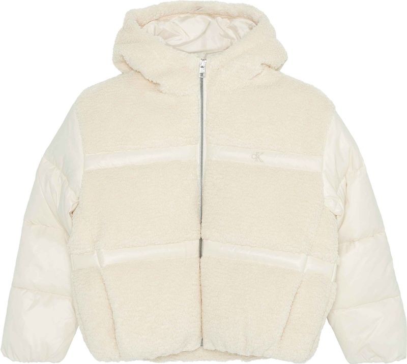 Calvin Klein Gevoerde Jas m. Fleece - Witkopgrijs - Calvin Klein - 8 jaar (128) - Donsjassen
