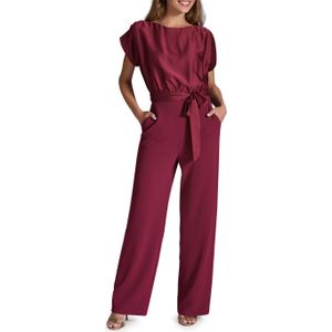 Swing Jumpsuit aus Material-Mix rood (Maat: 44) - Halslijn: Ronde hals,