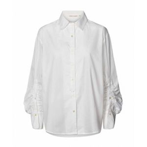 Rabens Saloner Blouse wit (Maat: S) - Effen - Halslijn: Kraag,