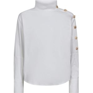 Co'Couture - Sanna CC Asym Button Blouse - Wit - Longsleeve Top
