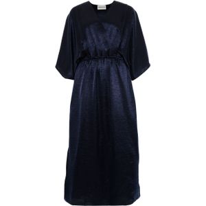 Femmes du Sud Dames jurk blauw (Maat: XS) - Effen - Halslijn: V-hals,