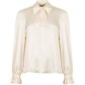 Freebird Blouse ecru (Maat: S) - Effen - Halslijn: Opstaande kraag,