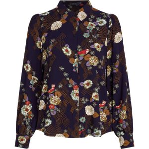 King Louie Blouse blauw (Maat: 44) - Halslijn: Kraag,