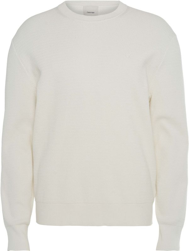 Calvin Klein - LS TXTR CTTN CRWNK - Gebreide Trui - Tofu