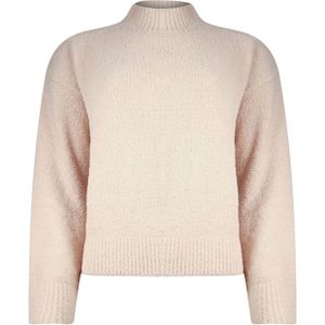Poools Dames trui beige (Maat: 44) - Effen - Halslijn: Opstaande kraag,