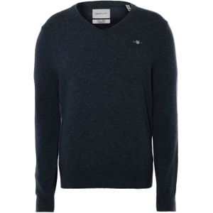 Gant Heren trui blauw (Maat: XL) - Effen - Halslijn: V-hals,