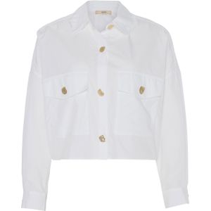 Sessun Dames blouse ecru (Maat: M) - Effen - Halslijn: Polokraag,