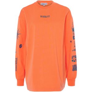 Stieglitz Dames longsleeve oranje (Maat: XS) - TekstFotoprint - Halslijn: Ronde hals,