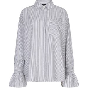 Ibana Dames blouse grijs (Maat: 36) - Streep - Halslijn: Polokraag,