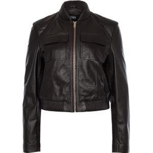 Ibana Dames leren jas bruin (Maat: 40) - Effen