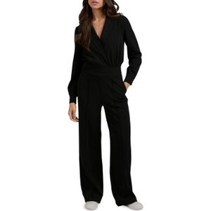 YAYA Jersey wide leg jumpsuit zwart (Maat: 40) - Halslijn: Revers,