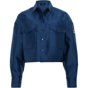 Alix The Label Dames blouse blauw (Maat: XS) - Effen - Halslijn: Polokraag,