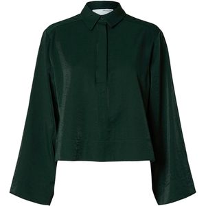 Selected Femme Blouse groen (Maat: 38) - Effen - Halslijn: Kraag,