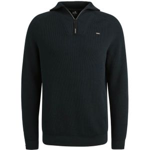 Vanguard - Trui Half Zip Structuur Rib - Blauw - Katoen