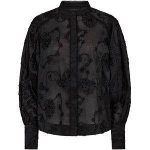 Copenhagen Muse Blouse zwart (Maat: M) - Effen - Halslijn: Opstaande kraag,