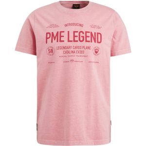 PME Legend T-shirt roze (Maat: 3XL) - Tekst - Halslijn: Ronde hals,