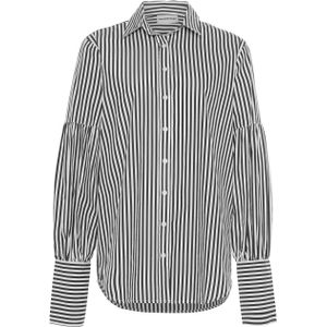 Femmes du Sud Blouse zwart (Maat: L) - Streep - Halslijn: Polokraag,