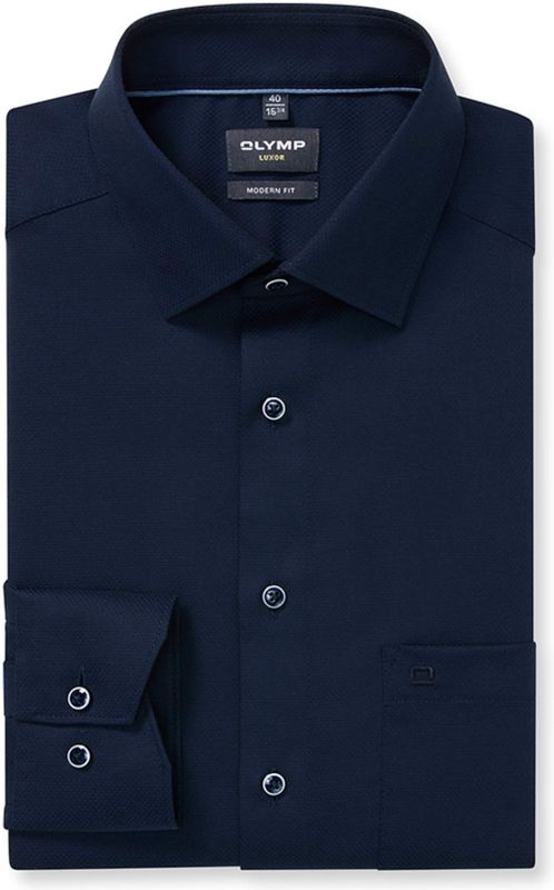 Olymp - Luxor - Overhemd - Donkerblauw - Getailleerd