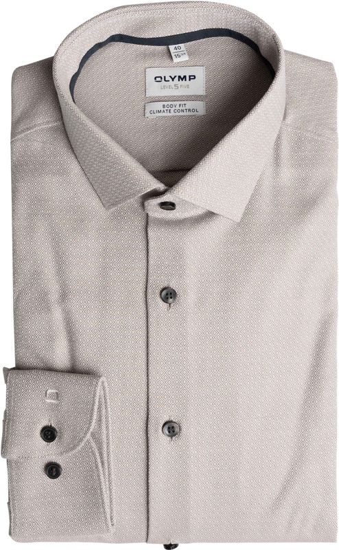 OLYMP Level Five 24/Seven Overhemd, body fit, Modern Kent, Caramel